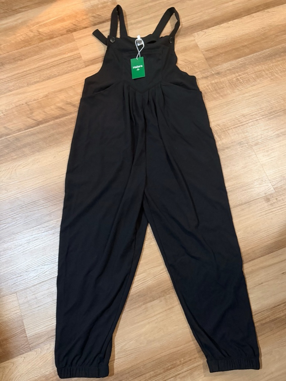 Halara Pockets Waffle Casual Jogger Overalls black size Large NWT - Picture 3 of 12